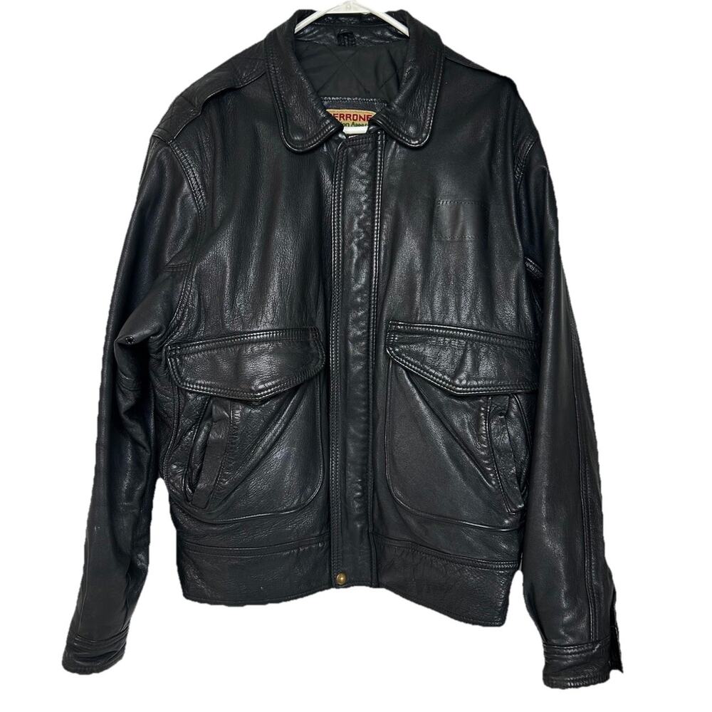 Perrone Aviation Apparel Leather Jacket Men’s Large Delta Connection USA Made